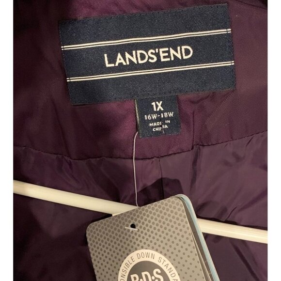 NWT Lands' End Women's Down Winter Coat Purple Size 1X (16w-18w) NEW - Picture 3 of 11